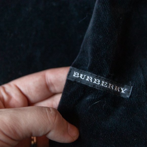 Burberry Golf Y2K Black Velour Knit Athletic Stripe Track Jacket Size Medium - Picture 5 of 10
